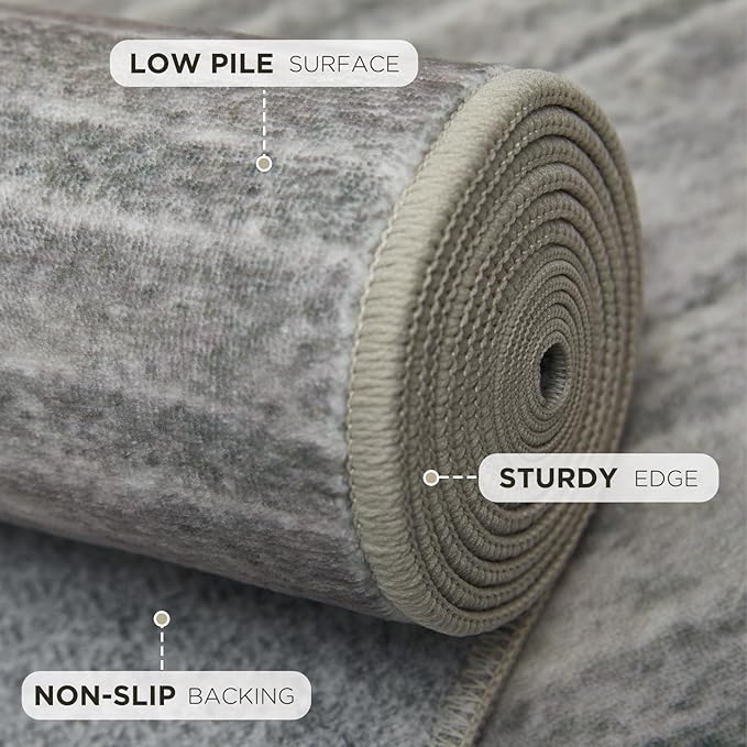 Joydeco 8x10 Area Rugs for Living Room, Washable Modern Abstract Non Slip Soft Rug, Low Pile Carpet for Bedroom, Dining Room, Home Office, Pet & Child Friendly, Beige & White & Dark Gray