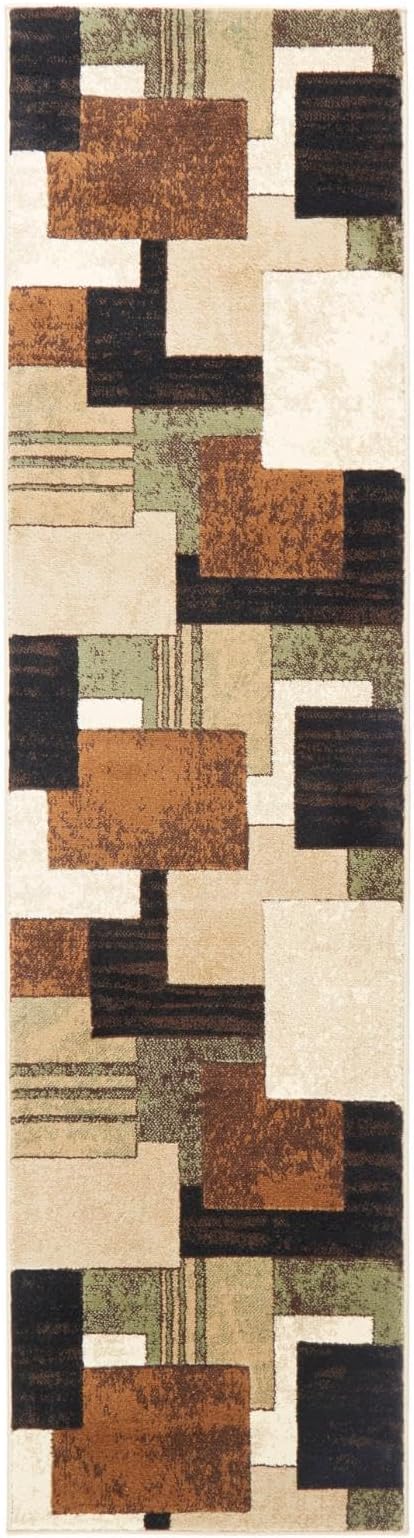 Home Dynamix Tribeca Mason Runner Area Rug 1'9"x7'2", Abstract Brown/Green