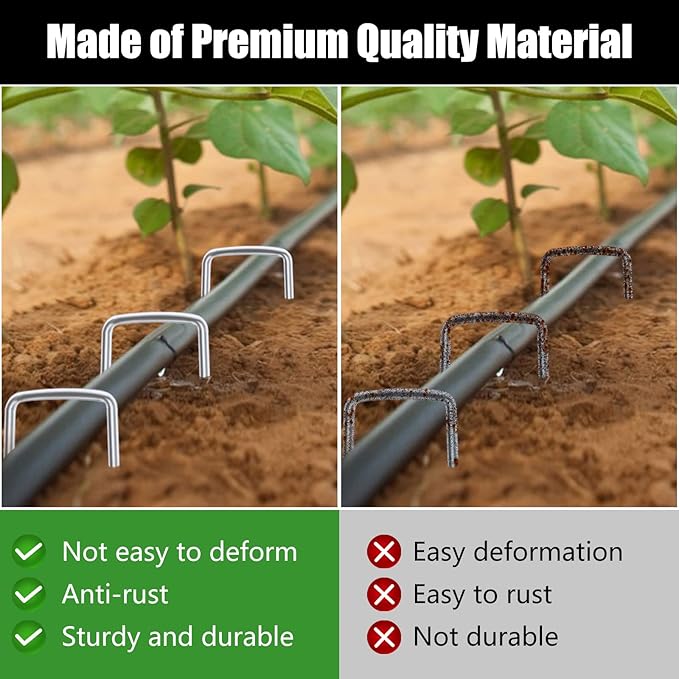 FEED GARDEN Landscape Staples 6 Inch 1000 Pack, Heavy Duty 11 Gauge Hot-Dip Galvanized Garden Stakes for Weed Barrier, Landscape Fabric, Sod, Turf, Irrigation & Contractor Landscaping