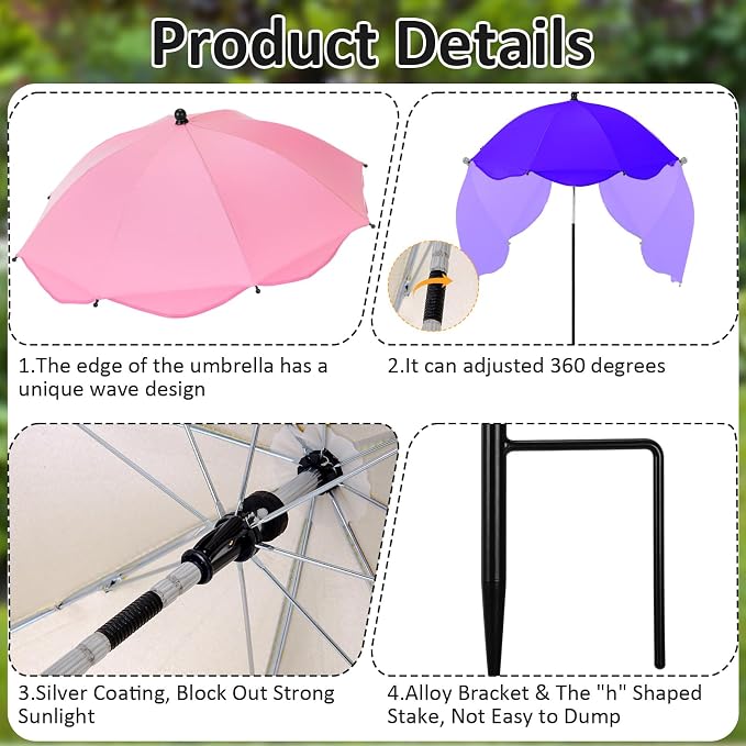 8 Pcs 26 Inch Plant Umbrellas for Outdoor Plants Garden Umbrella Shade for Potted Plant, Garden Bed Flower Pot Provide Shade to ‌defend Blazing Sun (8 Colors)