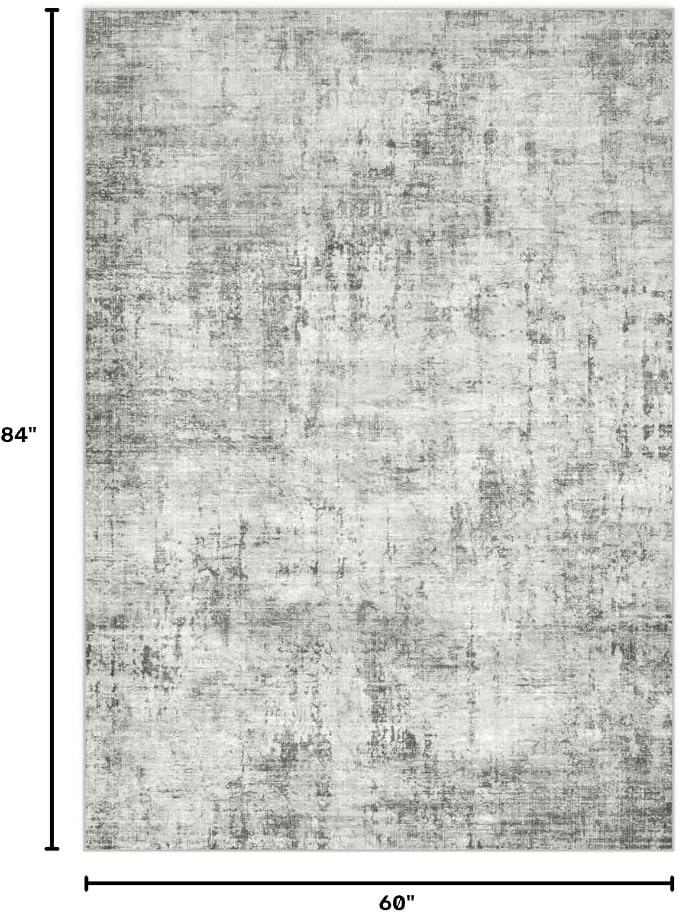 5x7 Area Rugs Washable Living Room Rug Non Slip Soft Carpets | Modern Abstract Indoor Floor Stain Resistant Carpet for Bedroom Dining Room Farmhouse Nursery Home Office Grey