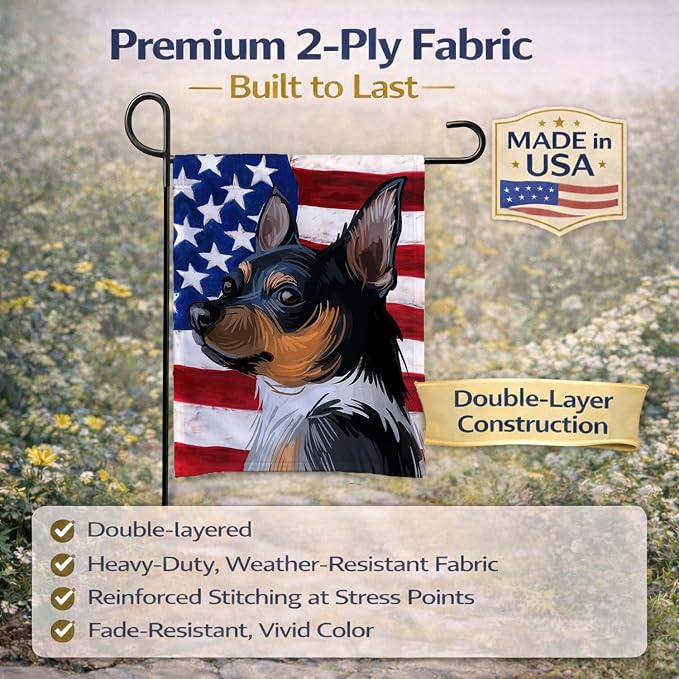 Caroline's Treasures CK6735GF Teddy Roosevelt Terrier American Flag Garden Flag Mailbox Flag Decorative Yard Flag Banner Outside Patio Artwork Yard Flower Beds, Garden Size, Multicolor
