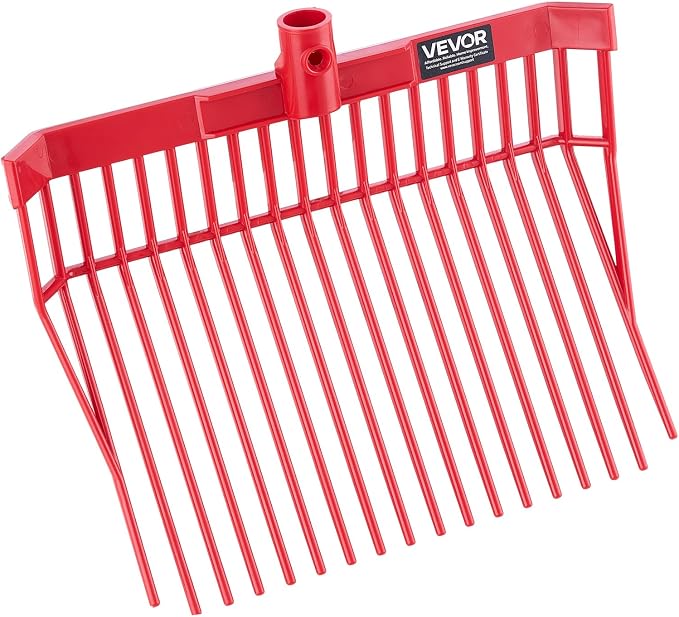 VEVOR 6PCS Manure Fork Replacement Head, 18 Angled Tines Horse Manure Fork Head, Durable Plastic Pitchfork Heads, Horse Mulch Rake for Picking up Stable Stall Muck Grass Hay Cleaning Farm Work