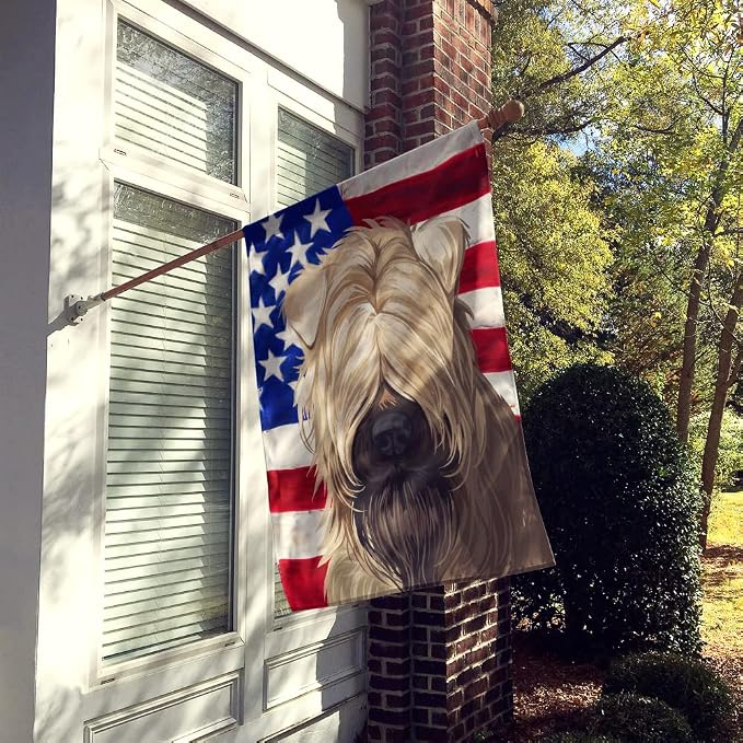 Caroline's Treasures CK6715CHF Soft-Coated Wheaten Terrier American Flag House Flag Large Porch Sleeve Pole Decorative Outside Yard Banner Artwork Wall Hanging, Polyester, House Size, Multicolor