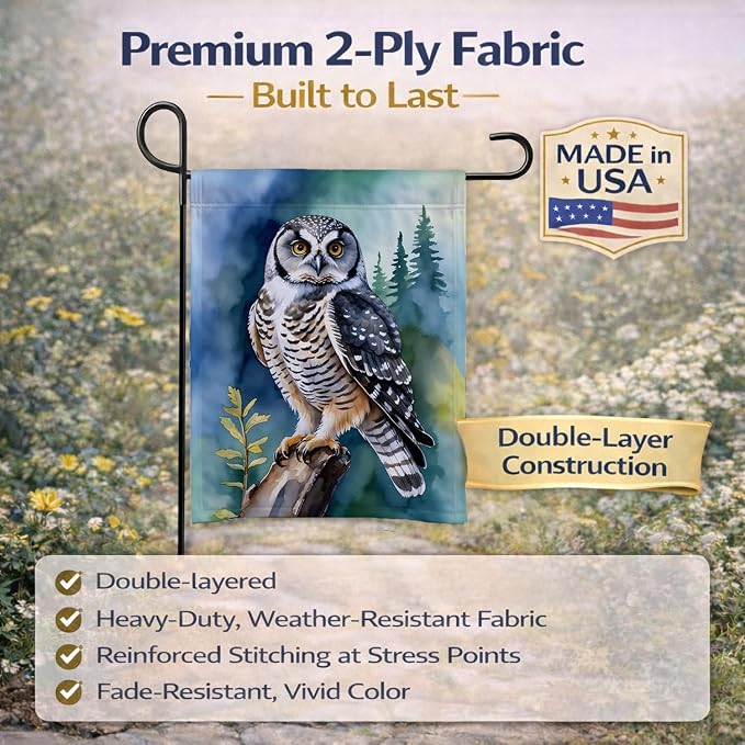 Caroline's Treasures Northern Hawk Owl Garden Flag Mailbox Flag Decorative Yard Flag Banner Outside Patio Artwork Yard Flower Beds, Garden Size, Multicolor