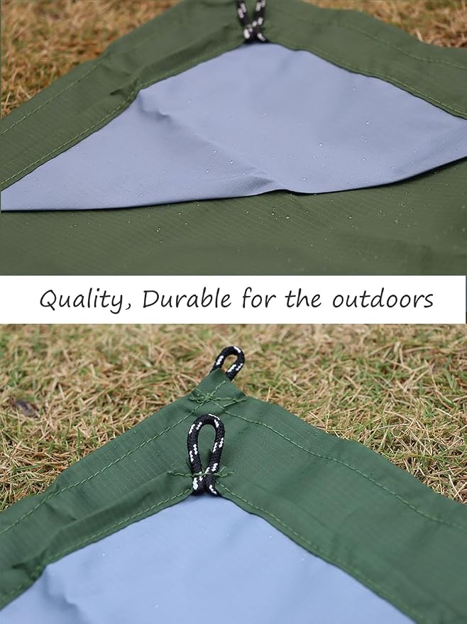 Orga'Neat Pocket Picnic Blanket, Beach Mat Waterproof Sandproof, Compact Lightweight Small Tarp for Camping, Hiking, Backpacking, Festival, Travel, Foldable in Bags (Army Green/Grey, 55"x39")
