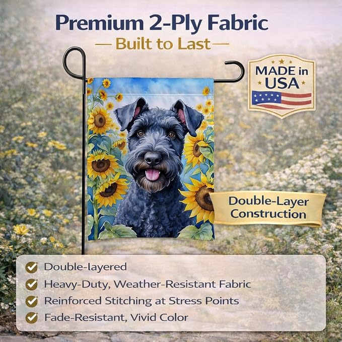 Caroline's Treasures DAC6106GF Kerry Blue Terrier in Sunflowers Garden Flag Mailbox Flag Decorative Yard Flag Banner Outside Patio Artwork Yard Flower Beds, Garden Size, Multicolor
