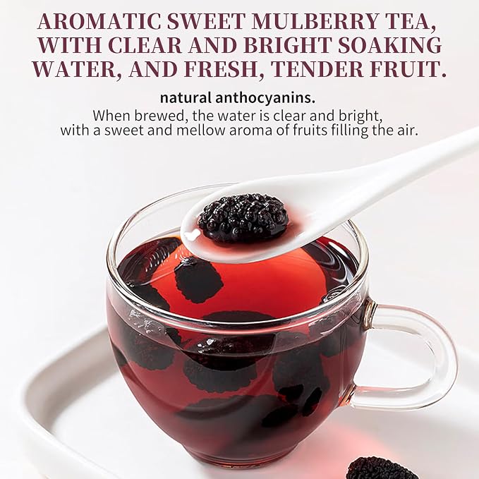 Baihuatang Natural Dried Black Mulberries Premium Dried Black Mulberries Dried Mulberries Black Mulberry Tea Herbal Tea No Sugar Added & No Additives Dried Fruit Snack 黑桑椹干 桑葚 250g/8.8oz