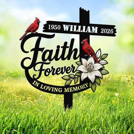 Personalized Cardinal Memorial Garden Plaque God Bless Sign Decor | custom name cardinal memorial yard sign with stakes garden plaque sympathy gift for mom outdoor decor for loss of loved one