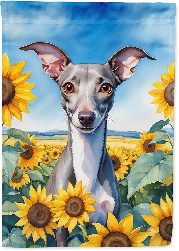 Caroline's Treasures DAC6101GF Italian Greyhound in Sunflowers Garden Flag Mailbox Flag Decorative Yard Flag Banner Outside Patio Artwork Yard Flower Beds, Garden Size, Multicolor