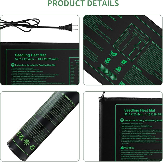 Seedling Heat mat | 2 Pack | Durable Waterproof | Heat Mats for Seed Starting,Seed Germination Heating Mat 10 x 20.75 Inch