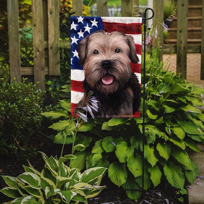Caroline's Treasures CK6448GF Border Terrier Dog American Flag Garden Flag Mailbox Flag Decorative Yard Flag Banner Outside Patio Artwork Yard Flower Beds, Garden Size, Multicolor