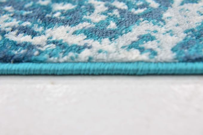 Unique Loom Sofia Collection Area Rug - Grace (8' Square, Turquoise/ Ivory)