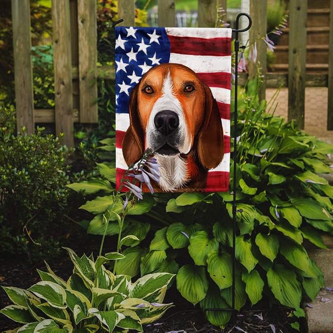 Caroline's Treasures CK6556GF Hamiltonstovare Dog American Flag Garden Flag Mailbox Flag Decorative Yard Flag Banner Outside Patio Artwork Yard Flower Beds, Garden Size, Multicolor