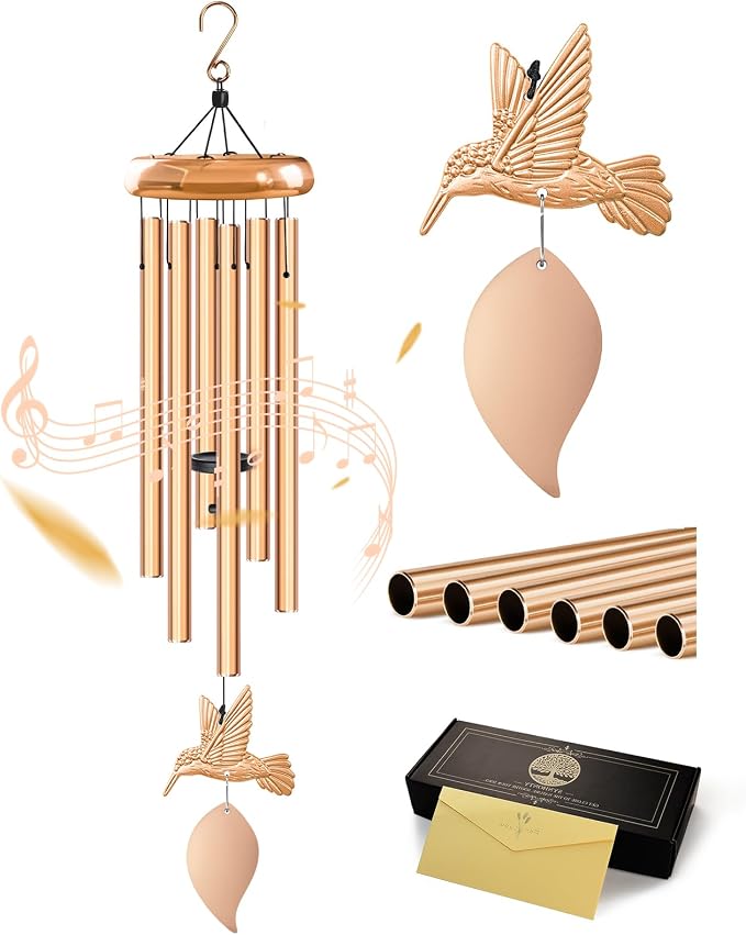 Wind Chimes for Outside, Hummingbird Memorial Wind Chimes Gifts, Windchimes Outdoors, Unique Sympathy Wind Chimes Gifts for Loved one Mom Dad, Home Garden Decor.