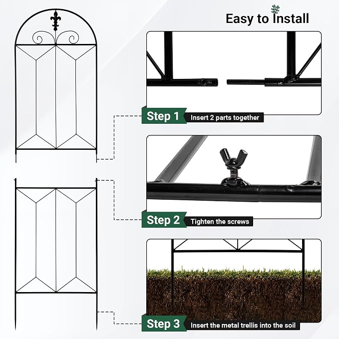 Metal Trellis Outdoor 70.8" x 19.5" - 4 Pack, Trellis for Climbing Plants Outdoor, Rustproof Metal Garden Trellis for Vine Cucumbers, Vegetables, Flower Support