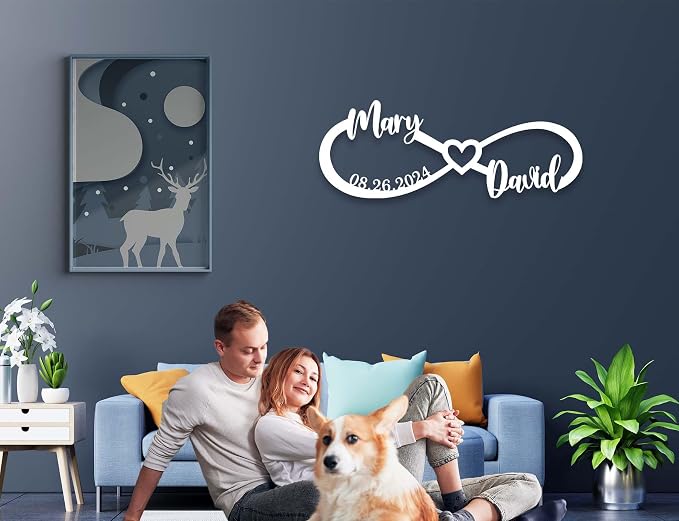 Wedding Gifts for Couples 2025 | Personalized Couples Gift for Her | Anniversary Wedding Date Sign | Gold Wall Decor | Bridal Shower Gift | Infinity Sign