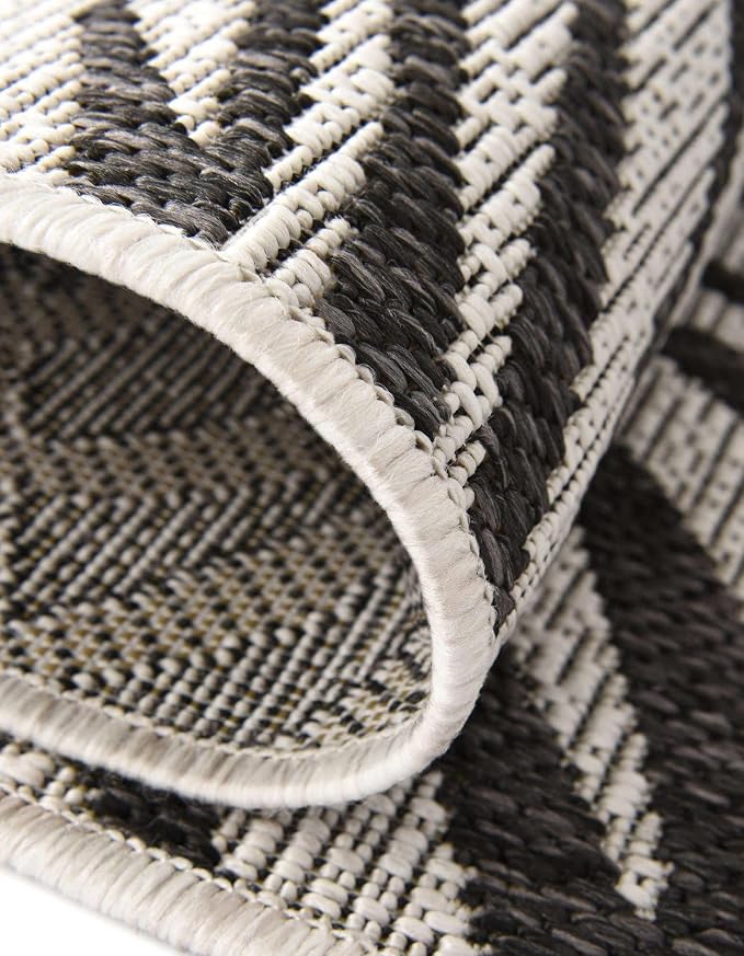 Unique Loom Outdoor Botanical Collection Area Rug - Palm (5' 3" x 8' Rectangle, Charcoal Ivory/ Gray)