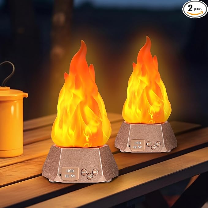 Toodour Outdoor Flame Lights with Bluetooth Speaker, 2 Pack Flickering Flame Decorative Lights with Speaker, Waterproof LED Flame Torche for Camping Garden Deck Patio Path Yard Party Bar Outdoor Decor