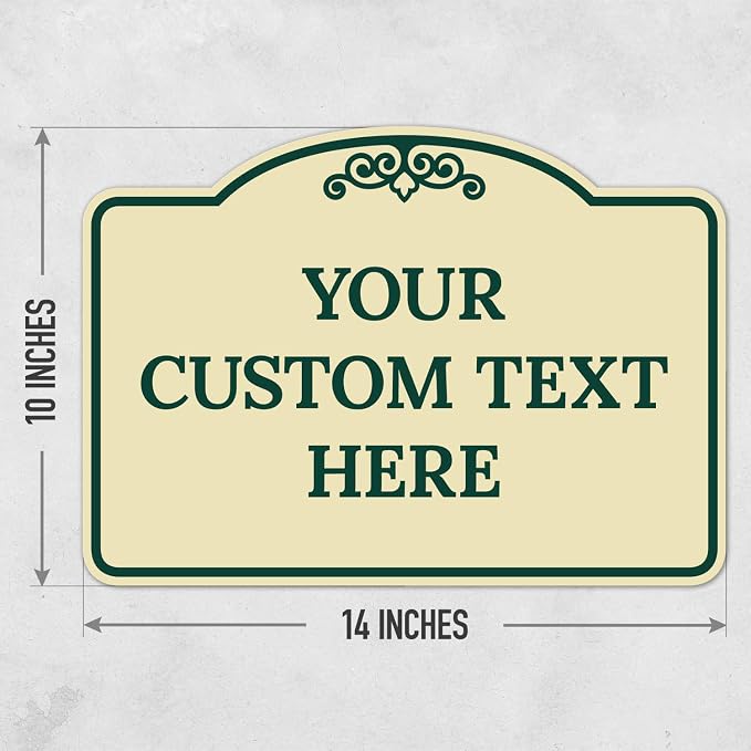 Custom Decorative Sign, Personalized Metal Sign for Business, Driveway, Home, Airbnb, Office Door Plaque, Green Border Sign, 14x10 Inches, ACM, Fade Resistant, Made in USA by Sigo Signs