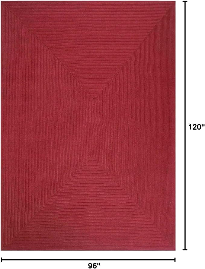 Superior Indoor Outdoor Area Rug, Handwoven Reversible Braided Home Decor for Living Room, Kitchen, Dining Room Floors, Patio, Front Porch, Deck, Modern, Boho, Farmhouse Style, 8' x 10', Burgundy