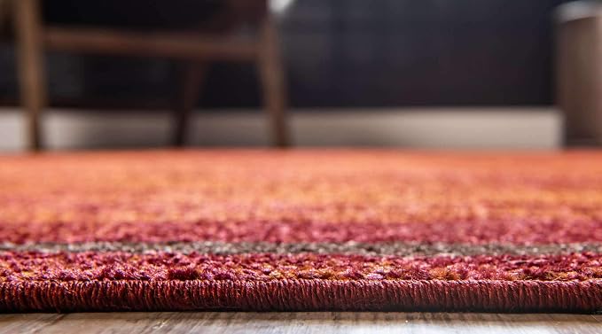 Unique Loom Autumn Collection Modern Contemporary Casual Abstract Area Rug (Terracotta/ Burgundy Border, 2 ft 6 in x 10 ft Runner)