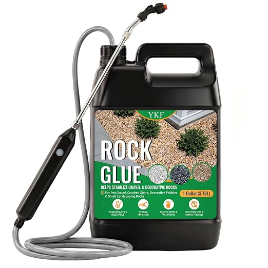 YKF Gravel Glue Kit with Electric Sprayer, 1 Gallon Rock Glue & Gravel Binder for Pea Gravel, Crushed Stone, Decorative Pebbles, Landscape Garden Borders, Patio Edges, Blue Tint Tracker