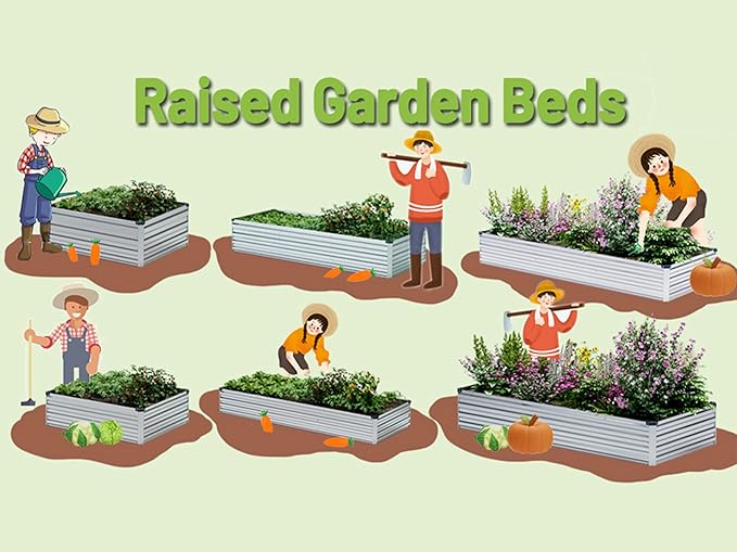 2PCS 10x3x1ft Galvanized Raised Garden Kit,Metal Planter Box,Silver | Outdoor Elevated Metal Planter Box For Vegetables, Flowers & Herbs. Rustproof Galvanized Steel, Open Drainage, Easy Assembly