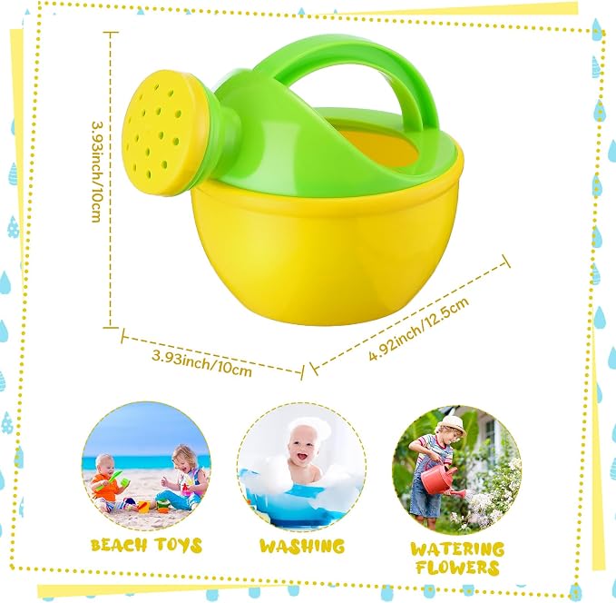 Sosation 12 Pcs Mini Kids Watering Cans, Colorful Plastic Small Watering Cans with Handle, Toddler Beach Sand Bath Shower Toy, Child Gardening Tool & Party Favor Gift(Vivid Style)