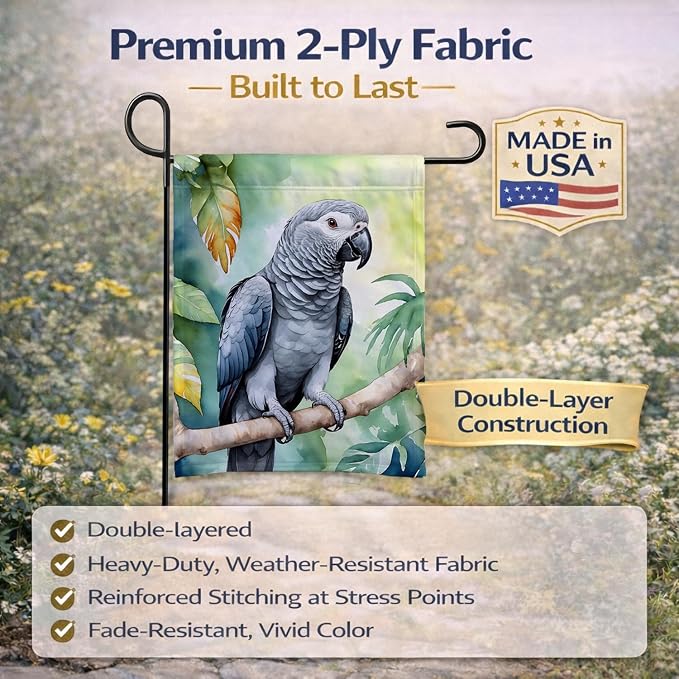 Caroline's Treasures African Grey Parrot Garden Flag Mailbox Flag Decorative Yard Flag Banner Outside Patio Artwork Yard Flower Beds, Garden Size, Multicolor