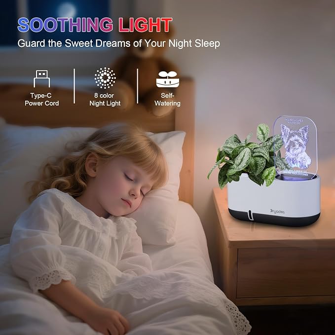 Planter with LED Note Board & 7 Colors Pen, Led Acrylic Message Board with Planter,Dog Board Night Light with Planting Pot for Mother's Day/Children's Day Gifts(No Plant)
