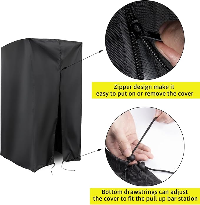 Pull Up Bar Station Cover for Power Tower Outdoor,Pullup Dip Station Cover | 42x40x88,Waterproof Dustproof Heavy Duty Oxford Fabric Cover with Zipper,for Free Standing Pull Up Bar at Highest Position