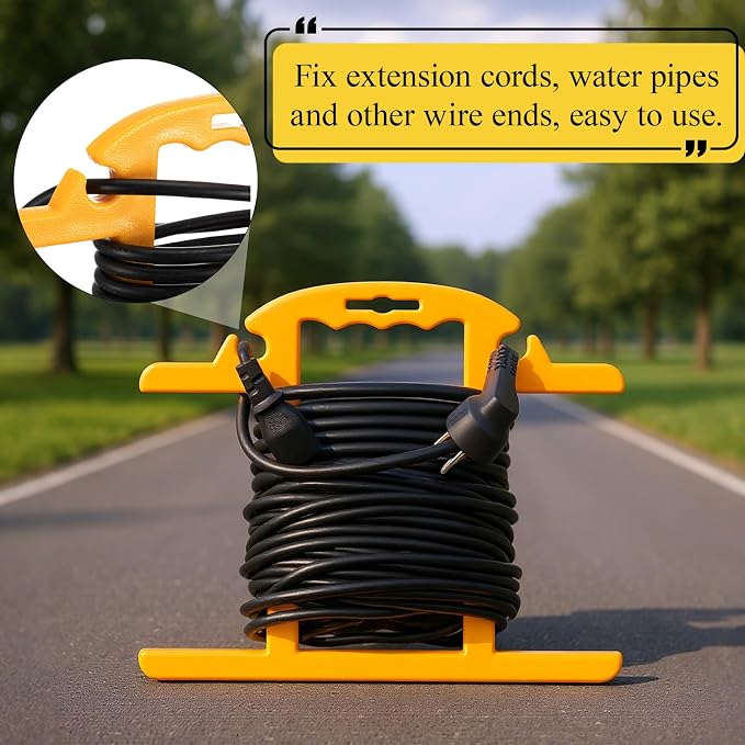 Ripeng 3 Pcs Heavy Duty Extension Cord and Hose Reel with Carrying Handle, Durable ABS H-shape Design Fits 100ft Cord Cable or Water Hose, 50ft Soaker Tube Management (Yellow)
