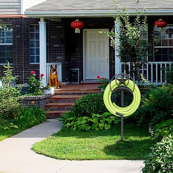 GOFORWILD Garden Hose Holder, Star Decorative, Durable Wall Hose Hanger, Hose Reel, Holds 125-Feet of 5/8-Inch Hose, Made of Gauge Steel