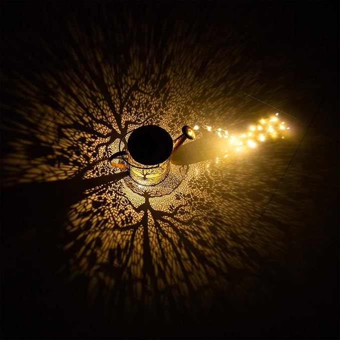 JIAJIAMEI Solar Watering Can Lights Big Tree Outdoor Garden Decor, Large Waterproof Cascading LED Hanging Solar Lights, Gifts for Mom Grandma Women Birthday Mother's Day - Yard Porch Patio Backyard