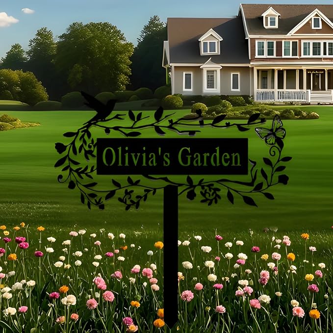 Personalized Garden Signs Custom Metal Signs Outdoor Garden Stake Signs with Name Garden Decor for Outside Funny Garden Signs Pattern 20inch