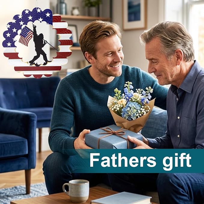 Dad Gifts for Fathers Day,Big Foot Sasquatch Gifts Wind Spinners, 4th of July Decorations Outdoor, American Flag Patriotic Yard Decor, Bigfoot Gifts for Men, Unique Garden Spinner