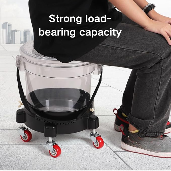 Car Wash Bucket Dolly,5 Gallon Bucket Dolly with 5 Swivel Wheel Casters,360° Rolling Caddy for 3.5 to 6 Gallon Buckets Supports Up to 300 lbs