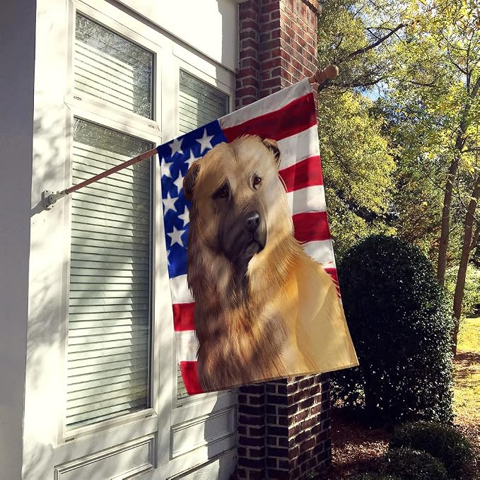 Caroline's Treasures CK6384CHF Afghan Shepherd American Flag House Flag Large Porch Sleeve Pole Decorative Outside Yard Banner Artwork Wall Hanging, Polyester, House Size, Multicolor