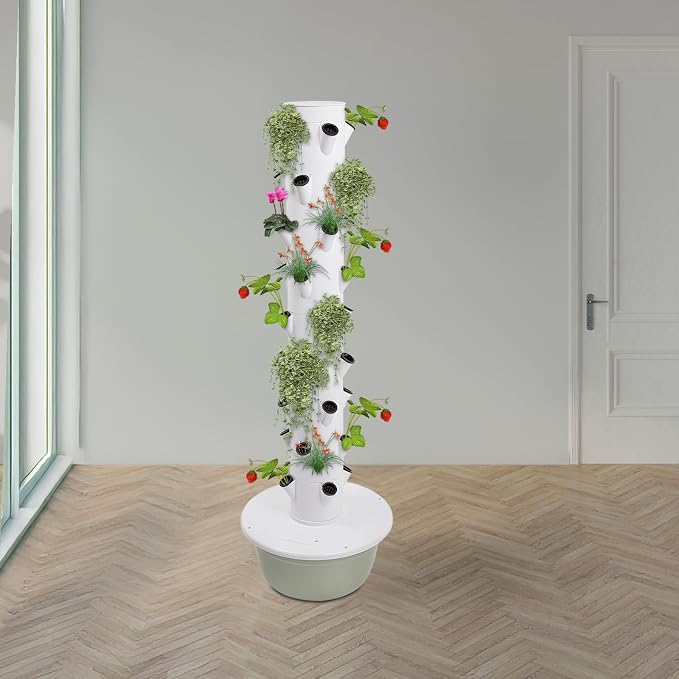 Hydroponics Growing System, 36 Pods Large Vertical Hydroponic Growing Tower with Water Pump & Loop Timer, 9-Tier Indoor Gardening System for Herb Vegetable Fruit (Light Green)