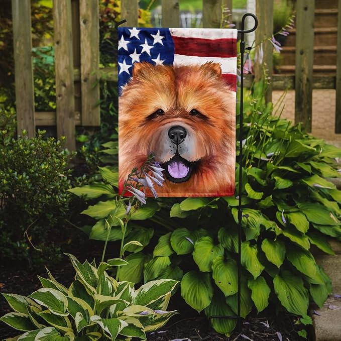 Caroline's Treasures CK6490GF Chow Chow Dog American Flag Garden Flag Mailbox Flag Decorative Yard Flag Banner Outside Patio Artwork Yard Flower Beds, Garden Size, Multicolor