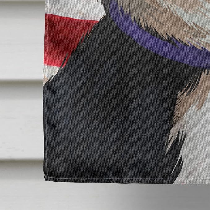 Caroline's Treasures CK6412CHF Australian Shepherd American Flag House Flag Large Porch Sleeve Pole Decorative Outside Yard Banner Artwork Wall Hanging, Polyester, House Size, Multicolor