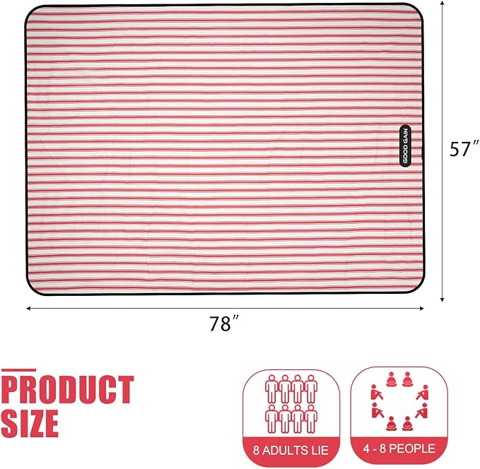 G GOOD GAIN Picnic Blankets Waterproof - Extra Large Outdoor Blanket Sand Free Foldable with Carry Strap for Beach, Camping, Park Grass, Hiking, Travel, Concerts, Indoor(Apple)