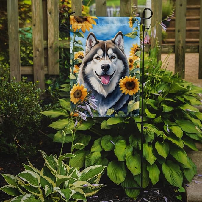 Caroline's Treasures DAC6005GF Alaskan Malamute in Sunflowers Garden Flag Mailbox Flag Decorative Yard Flag Banner Outside Patio Artwork Yard Flower Beds, Garden Size, Multicolor