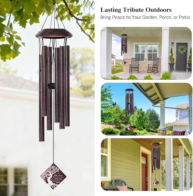 Memorial Wind Chime with Cardinal Bird and Tree – Sympathy Gift for Loss of Loved One – Bereavement Wind Chime with Saying “A Little Red Cardinal Bird to Let You Know” for Garden or Outdoor Decor