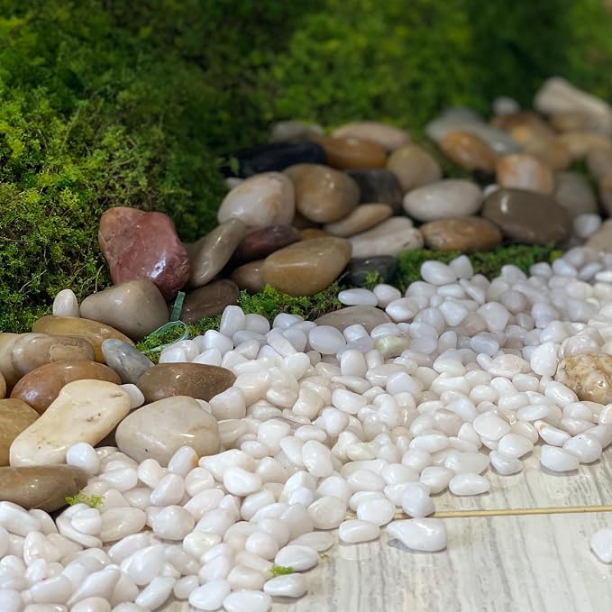 FANTIAN 40 lbs White Stones for Garden, 1-2 Inch Decorative Polished White River Rocks for Plants Landscaping Vase Aquarium and Backyard Rocks
