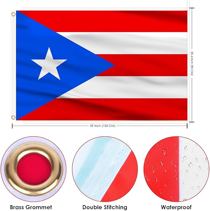 AhfuLife Puerto Rico Flag 3x5 Ft 2 Pcs, Large Puerto Rican Flags for Outside - Double Side with Brass Eyelets for Puerto Rican Party Decorations, Soccer Party Bar Garden Decoration Indoor Outdoor