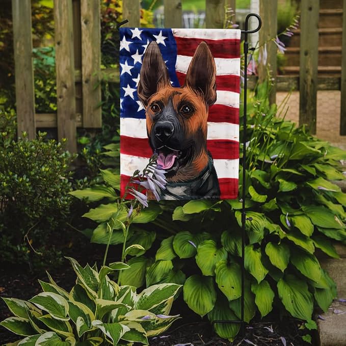 Caroline's Treasures CK6646GF Plott Hound Dog American Flag Garden Flag Mailbox Flag Decorative Yard Flag Banner Outside Patio Artwork Yard Flower Beds, Garden Size, Multicolor
