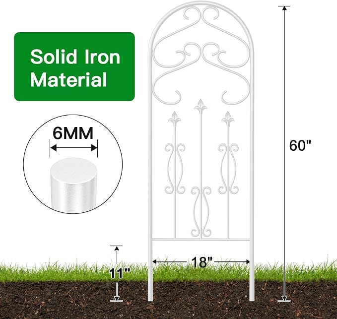 AMAGABELI GARDEN & HOME 4 Pack 60” x 18” Garden Trellis for Climbing Plants Outdoor Trellis for Climbing Roses Plant Trellis Vegetables and Flower Vine White Trellis for Ivy Cucumbers