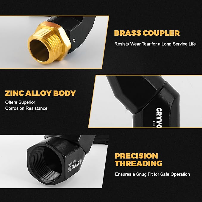1 Inch NPT Fuel Hose Nozzle Swivel - Multi Plane 360° Rotating Connector for Fuel, Water, Diesel, Gasoline, Kerosene Transfer Pumps, Tanks, and Nozzles